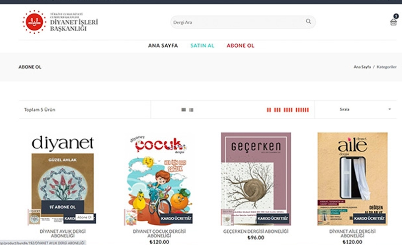 Diyanet Dergilerine Online Abonelik